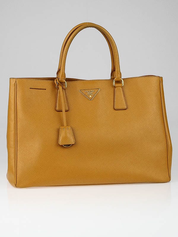 Prada Ocra Saffiano Lux Leather Tote Bag BN1844 | Yoogi's Closet