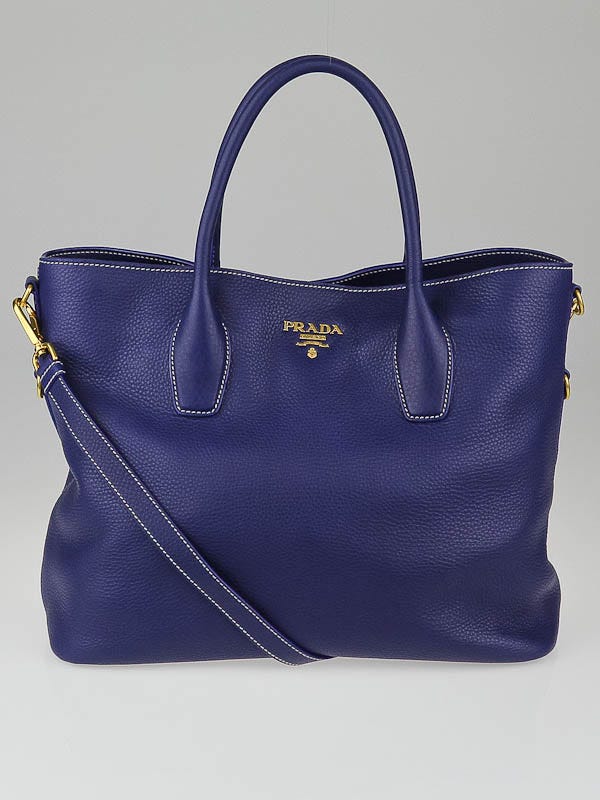Prada Ink Vitello Daino Leather Shopping Tote Bag BN2317
