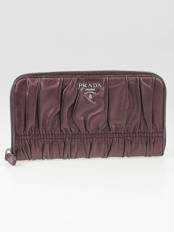 Prada Lompone Mordore Nappa Gaufre Leather Long Zippy Wallet 1M506