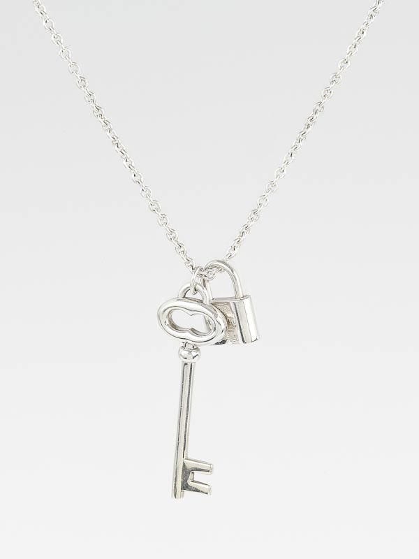 Tiffany & Co. Sterling Silver Tiffany Key and Lock Large Pendant Necklace