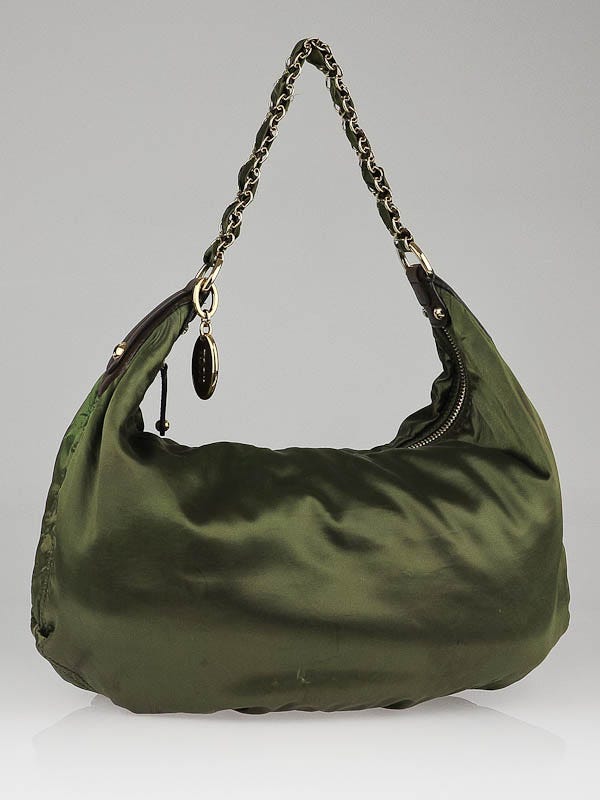 Tod's Green Nylon Pashmy Medium Hobo Bag