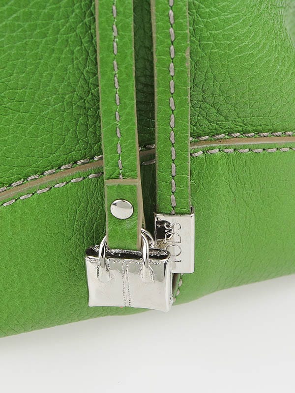 Tod's Green Pebbled Calfskin Leather D-Bag Media Bag | Yoogi's Closet