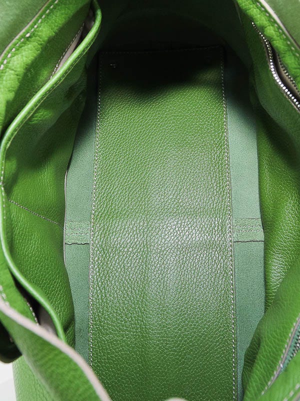 Tod's Green Pebbled Calfskin Leather D-Bag Media Bag | Yoogi's Closet