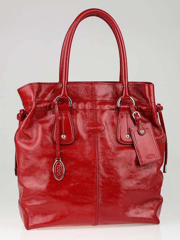 Tod's Red Patent Leather New Restyling D-Bag Media Bag