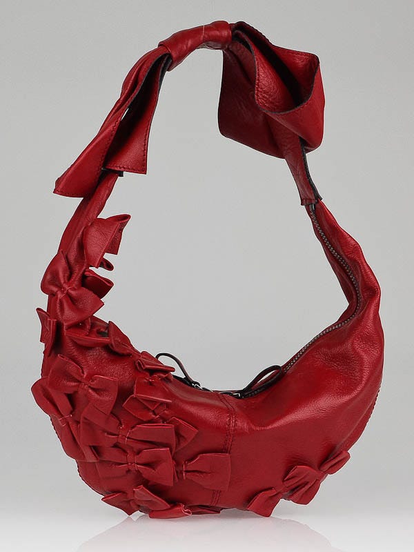 Valentino Red Nappa Leather Bow-Tie Small Shoulder Bag
