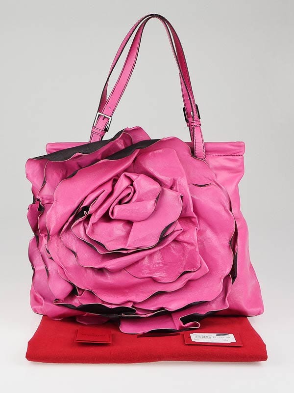 Valentino Garavani Rose Petale Leather Tote Bag Pink