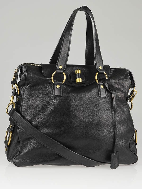 Yves Saint Laurent Black Leather Muse Messenger Bag