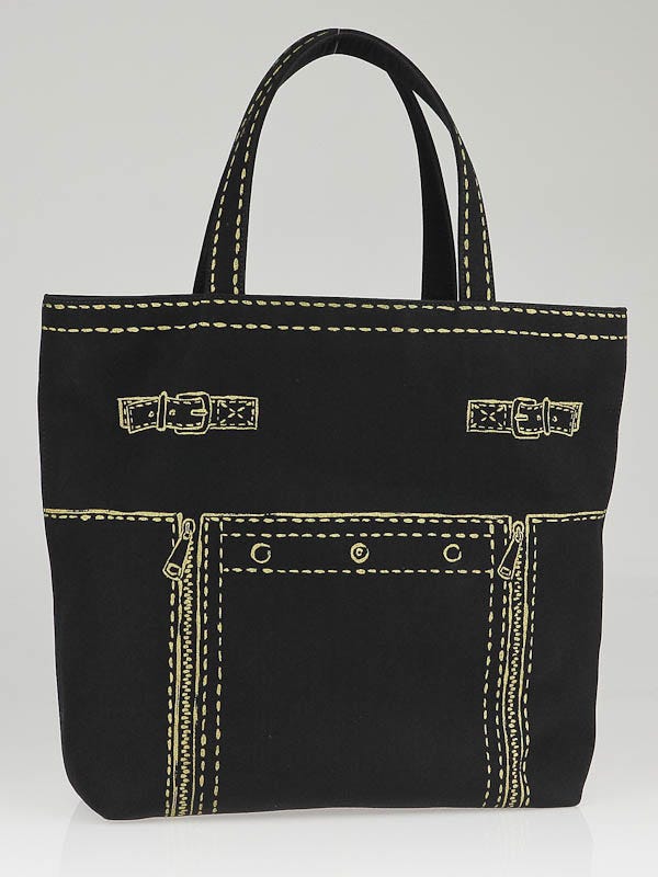 Yves Saint Laurent Black Canvas Trompe Downtown Tote Bag