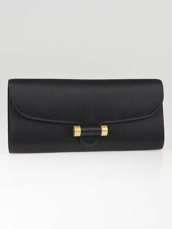 Yves Saint Laurent Black Satin Sac Muse Clutch Bag
