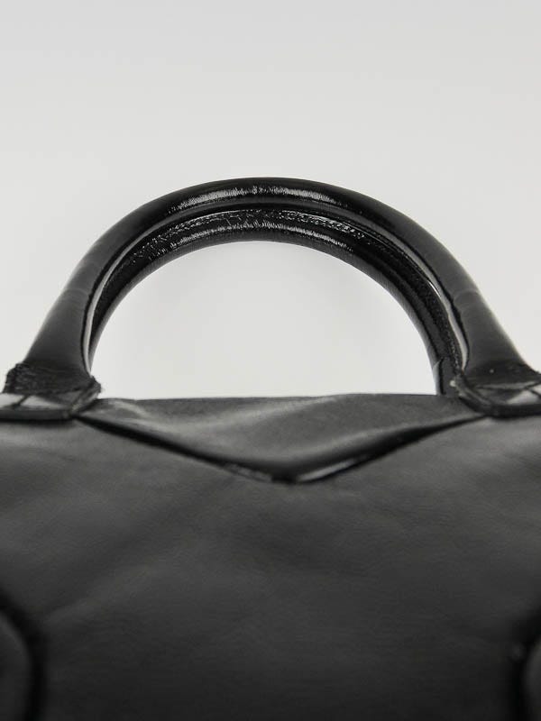 Yves Saint Laurent Black Leather Patent Easy Y Tote Bag - Yoogi's Closet