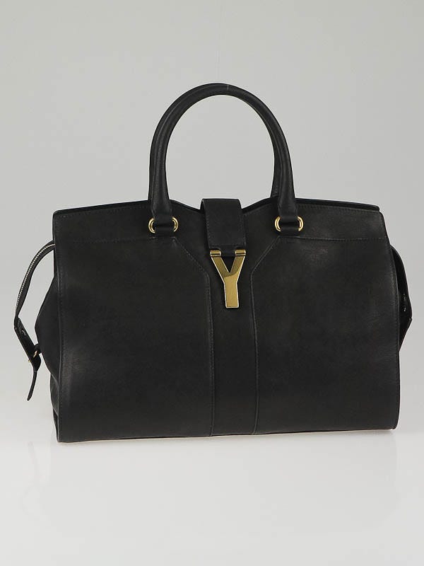 YSL BLACK LEATHER CABAS VINTAGE 90'S
