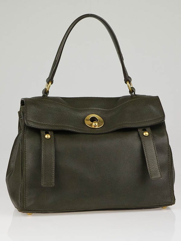 Yves Saint Laurent Olive Leather/Canvas Muse Two Bag