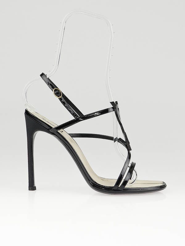 Yves Saint Laurent Black Patent Leather Hero 105 Strappy