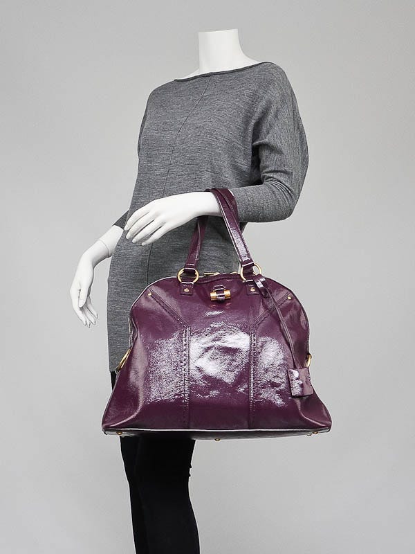 Yves Saint Laurent Purple Patent Leather Large Dome Satchel Muse Bag |  Yoogi's Closet