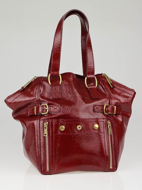 Yves Saint Laurent Red Grain de Riz Patent Leather Small Downtown Bag