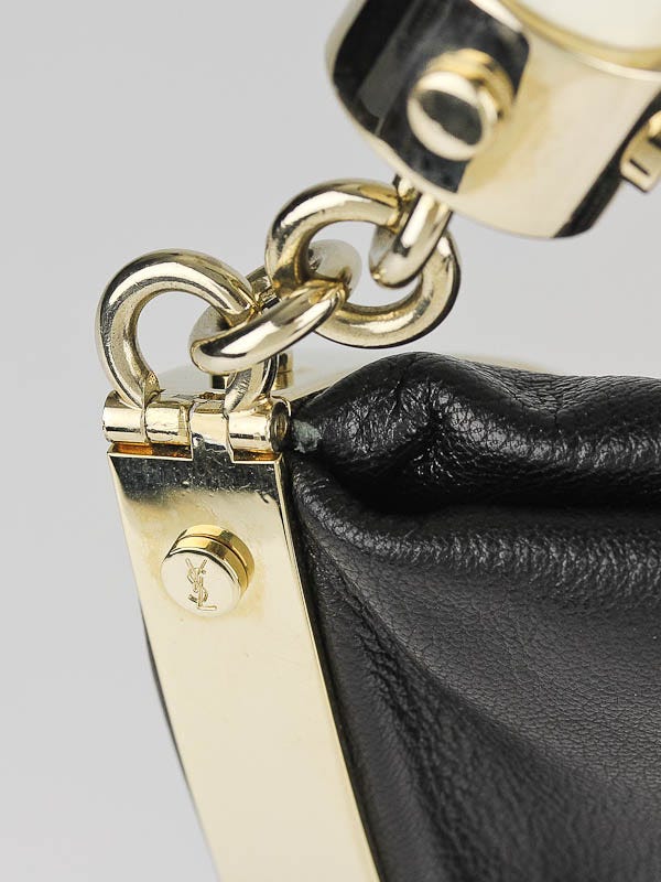 Yves Saint Laurent Black Denim Large Mombasa Horn Shoulder Bag - Yoogi's  Closet