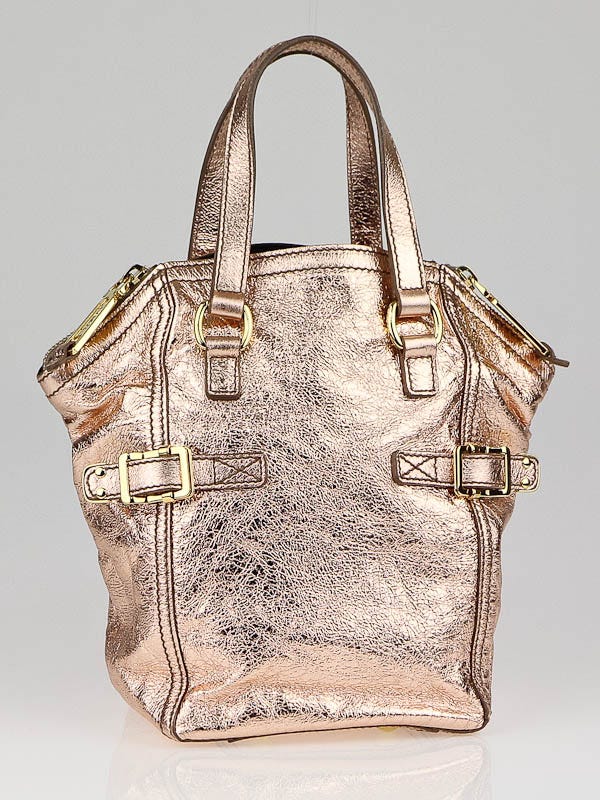 Yves Saint Laurent Rose Gold Metallic Leather Mini Downtown Bag