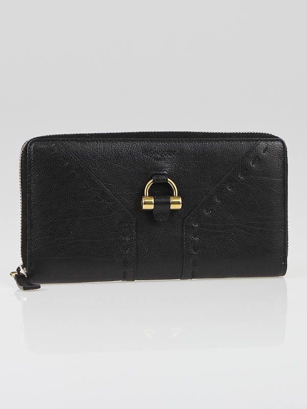 Yves Saint Laurent Black Calfskin Leather Muse Zip Wallet