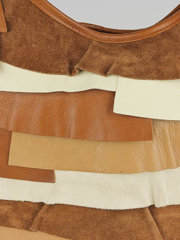 Yves Saint Laurent Tan/Brown Leather and Suede Large St. Tropez