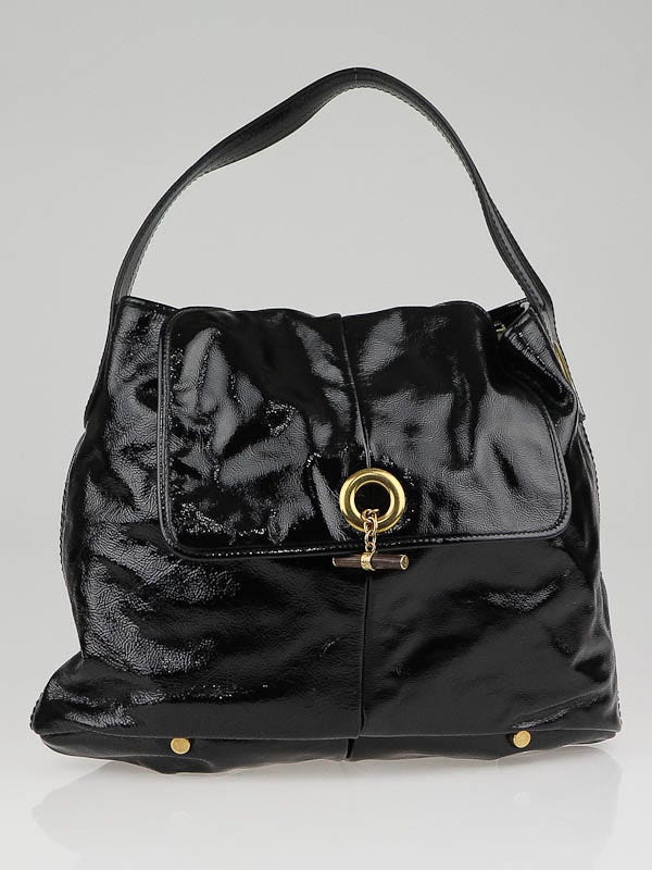 Yves Saint Laurent Black Patent Leather Capri Shoulder Bag