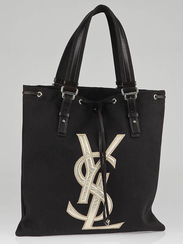 Yves Saint Laurent Dark Brown Canvas Signature Tote Bag - Yoogi's Closet