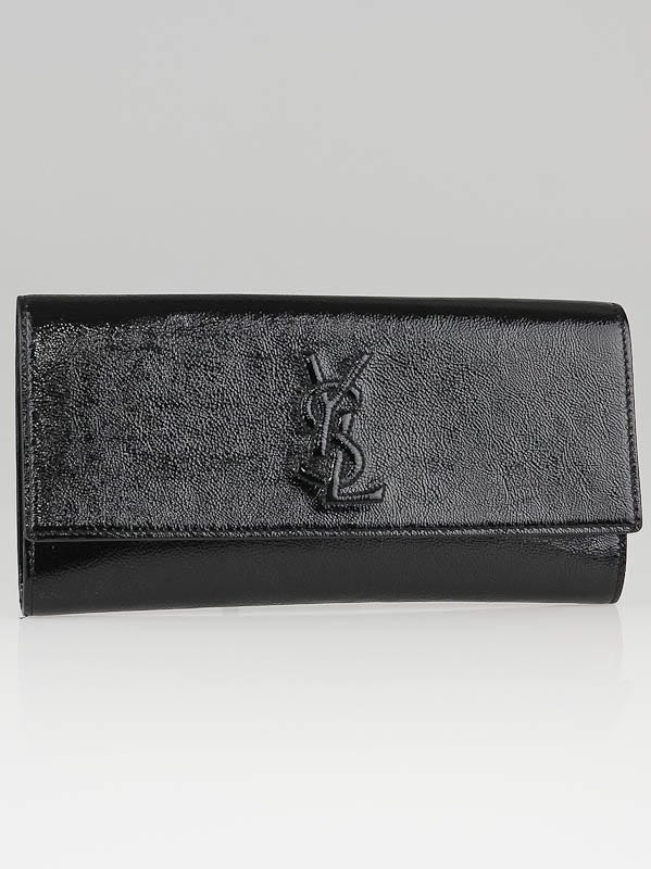 Yves Saint Laurent Black Patent Leather Sac Be du Jour Clutch Bag
