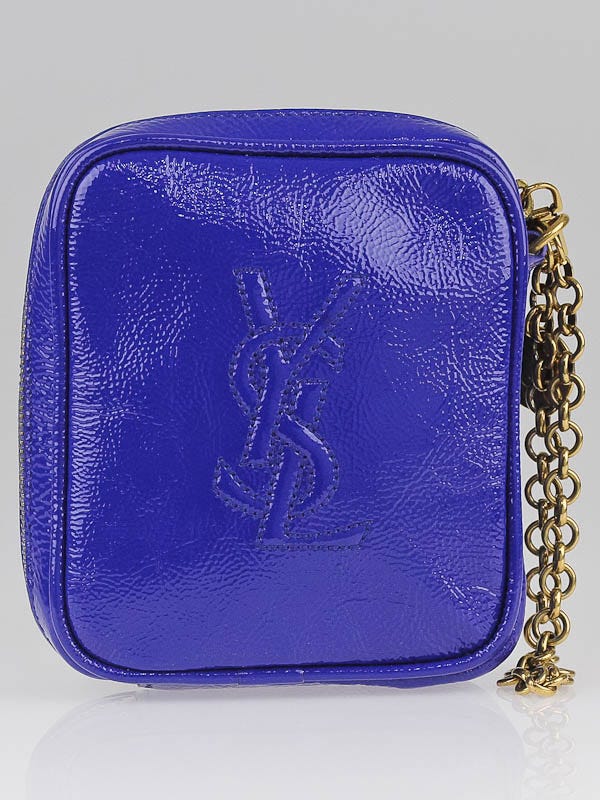 Yves Saint Laurent Royal Blue Patent Leather Belle de Jour Mini Wristlet Bag