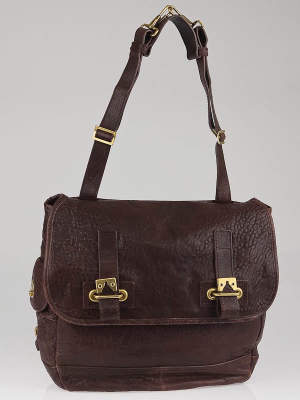 Yves Saint Laurent Chocolate Brown Leather Medium Besace Bag
