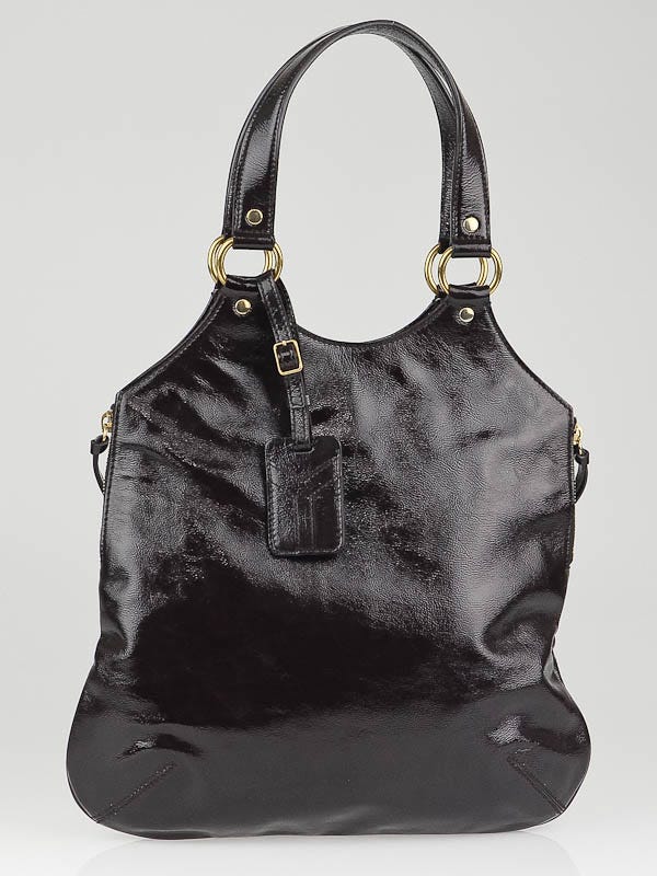 Yves Saint Laurent Dark Brown Patent Leather Small Tribute Bag