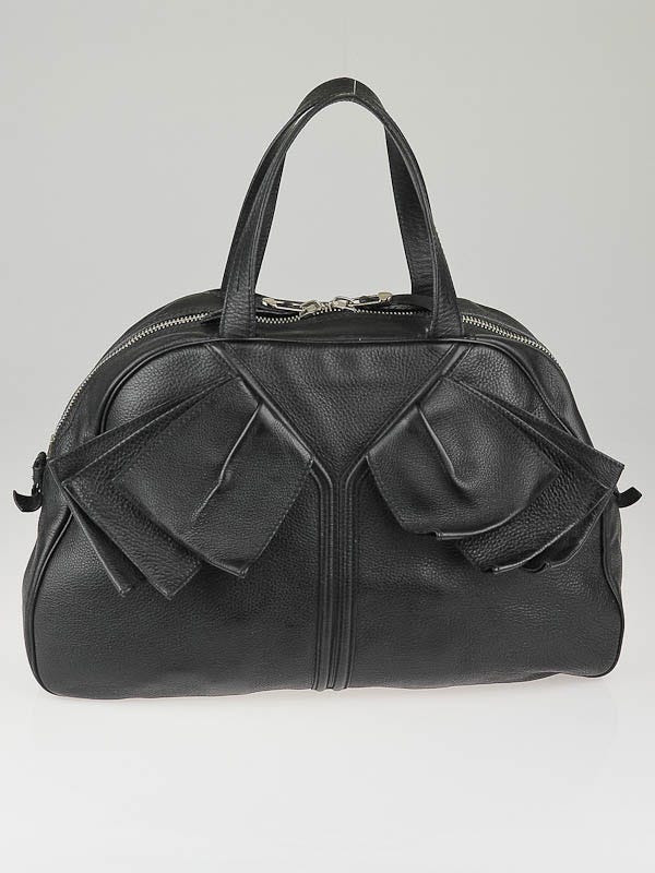 Yves Saint Laurent Black Leather Obi Bow Large Bowler Bag