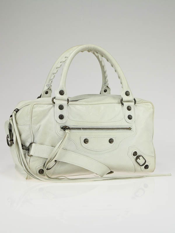 BALENCIAGA ホワイト ケース Balenciaga White Chevre Leather Box Bag | Yoogi's Closet