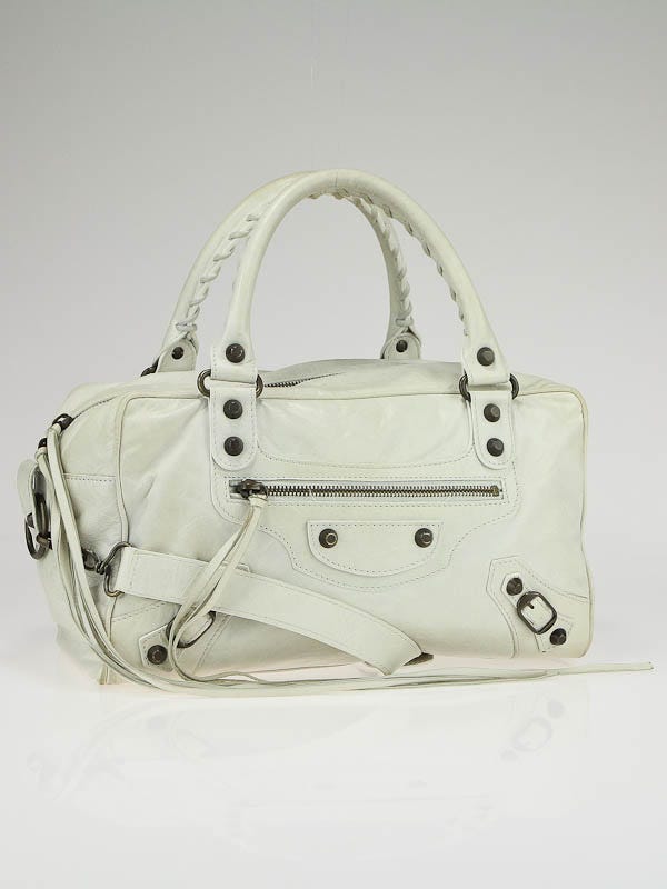 Balenciaga White Chevre Leather Box Bag