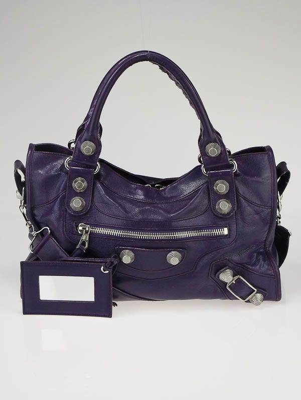 Balenciaga Eggplant Chevre Leather Giant City Bag | Yoogi's Closet
