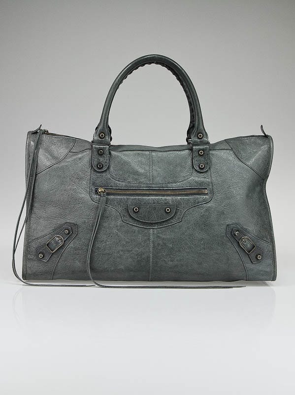 Balenciaga Anthracite Distressed Lambskin Leather Work Bag