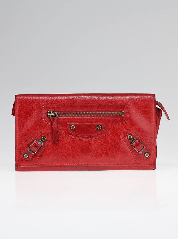 Balenciaga Tomato Chevre Leather Papier Continental Wallet