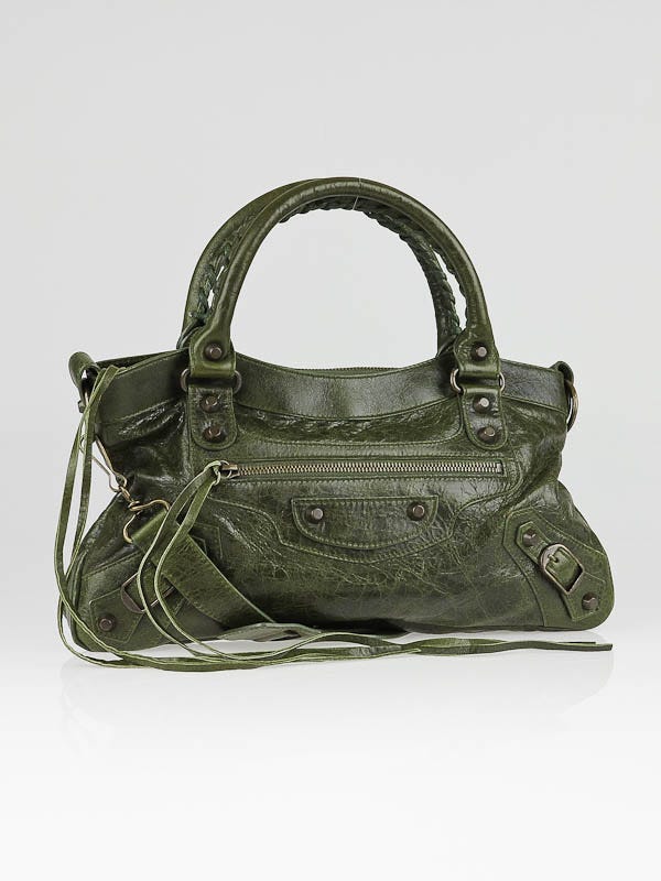 Balenciaga Olive Chevre Leather Motorcycle First Bag