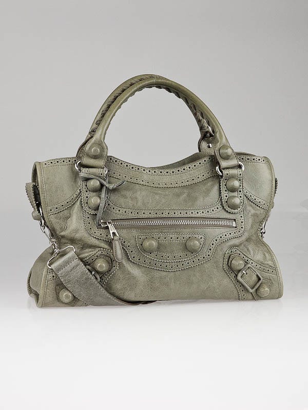 Balenciaga Galet Leather Giant Brogues Covered Motorcyle City Bag