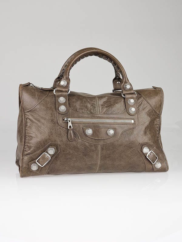 Balenciaga Noix Leather Giant 21 Silver Work Bag