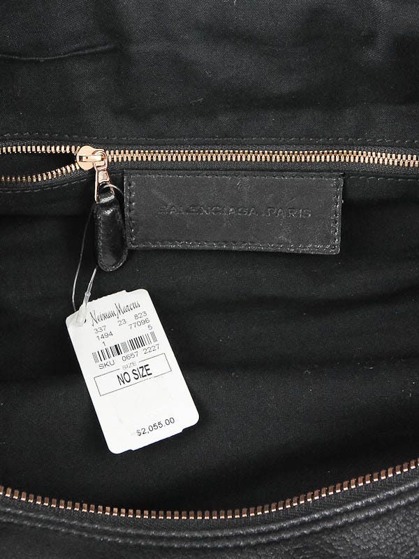 Balenciaga Black Lambskin Rose Gold with Ostrich Leg Trim Whistle