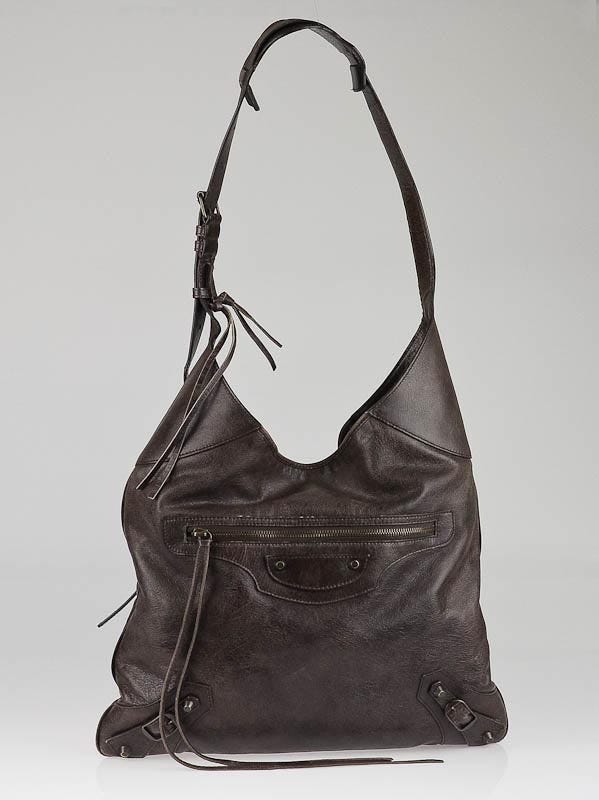Balenciaga Chocolate Brown Leather Besace Messenger Bag