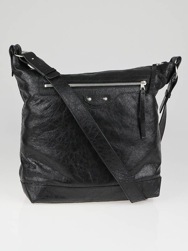 Balenciaga Black Lambskin Leather Men's Day Bag