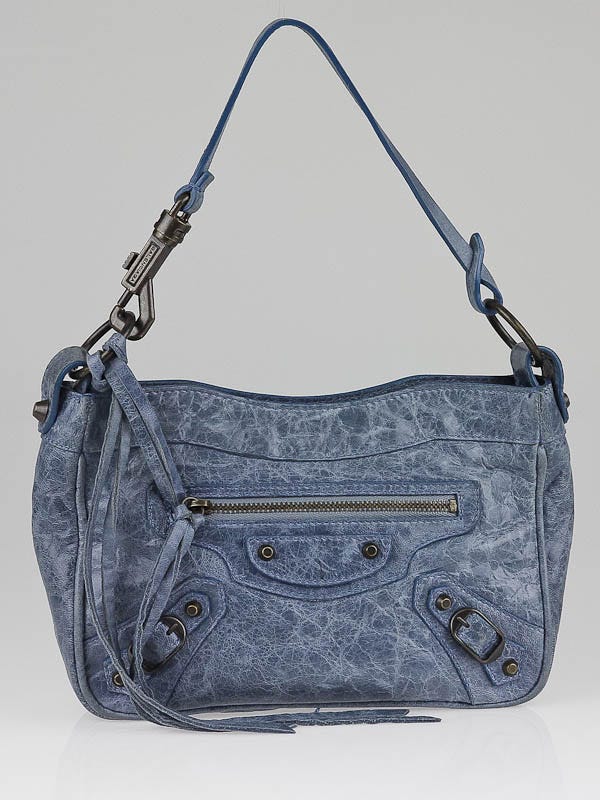 Balenciaga Cornflower Blue Leather Shoulder Bag | Yoogi's Closet