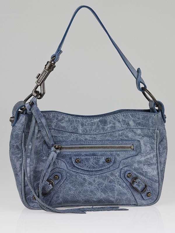 Balenciaga Cornflower Blue Leather Shoulder Bag