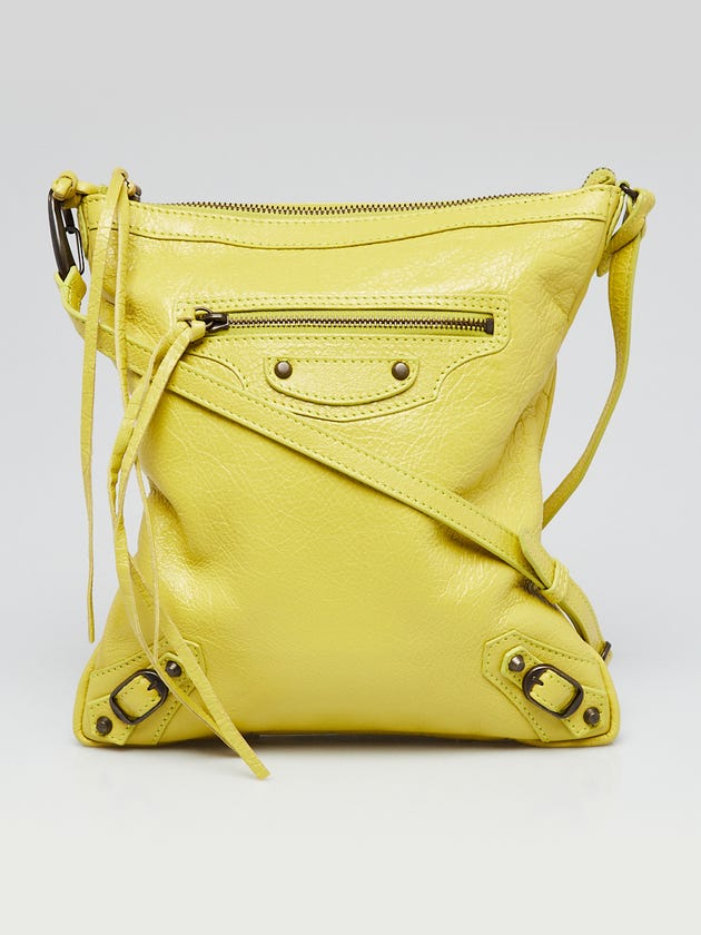 Balenciaga Jaune Poussin Lambskin Leather Flat Crossbody Bag