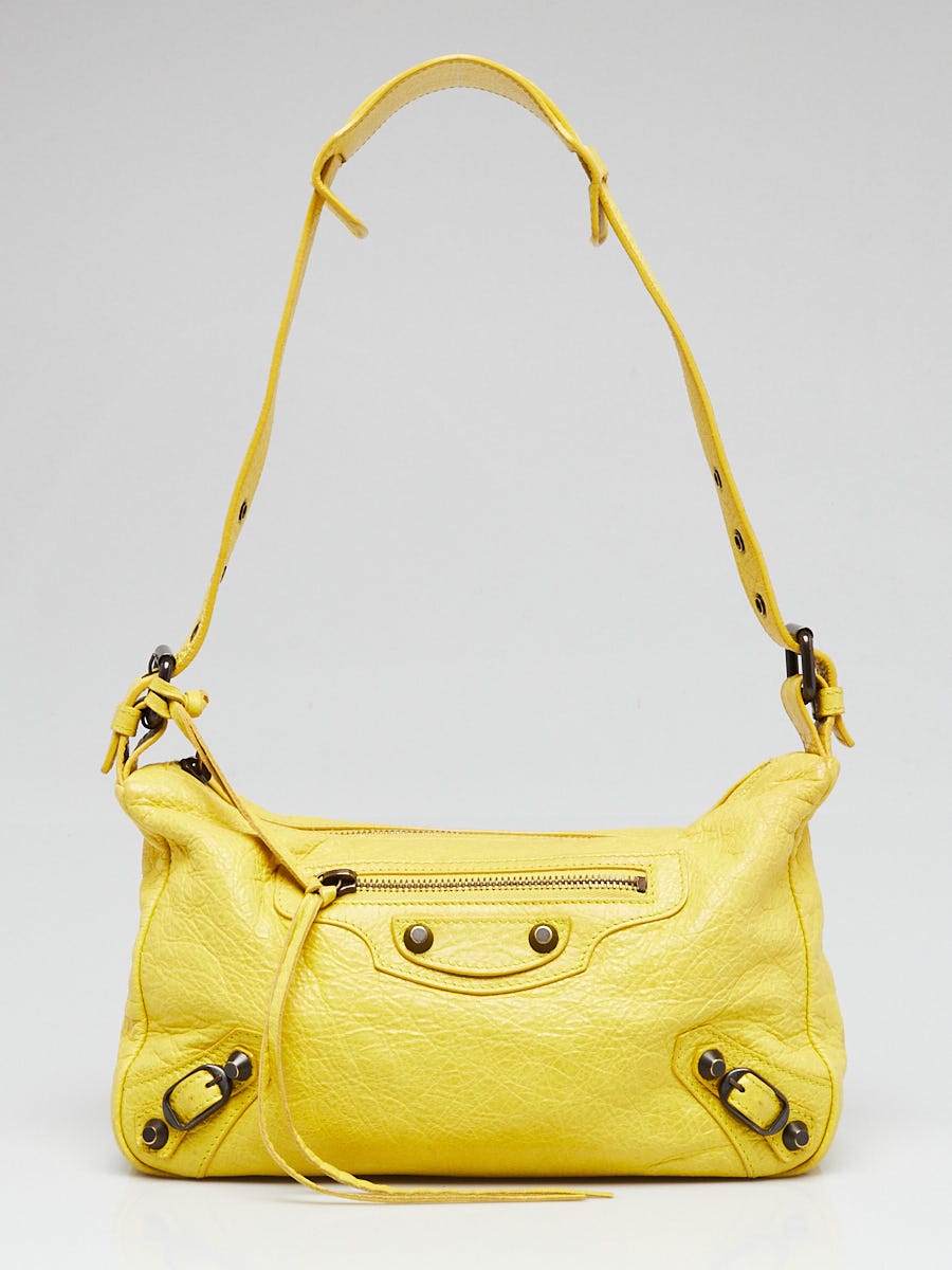 SALE★BALENCIAGA★VILLE2Wayショルダーバッグ・Sunny Yellow Balenciaga Neon Yellow Lambskin Leather Le Cagole Mini