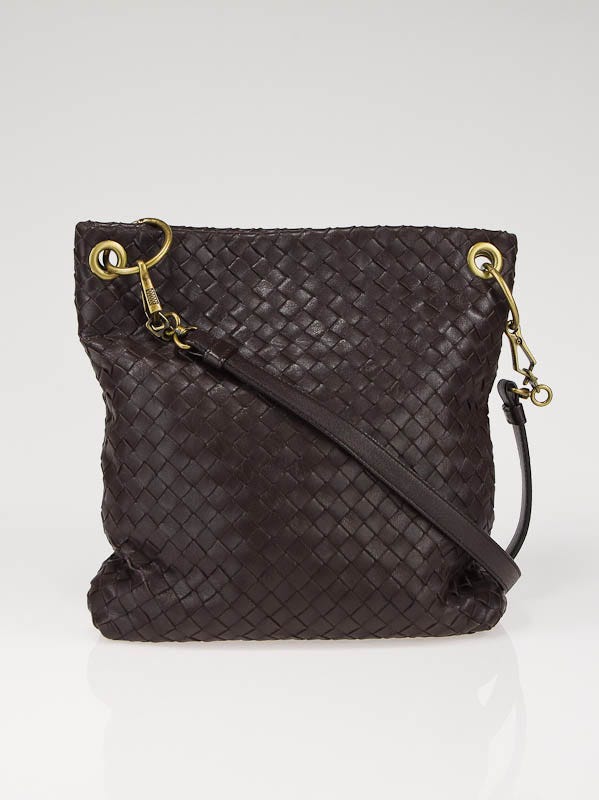 Bottega Veneta Brown Woven Leather Crossbody Bag