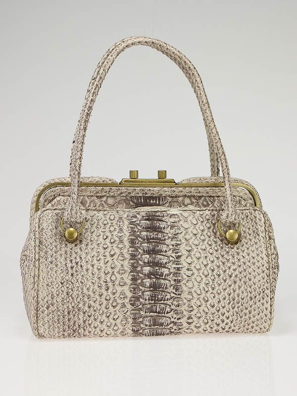 Bottega Veneta Python Frame Top Satchel Bag