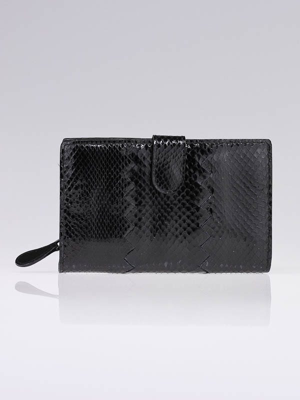 Bottega Veneta Black Snake Snap Compact Wallet