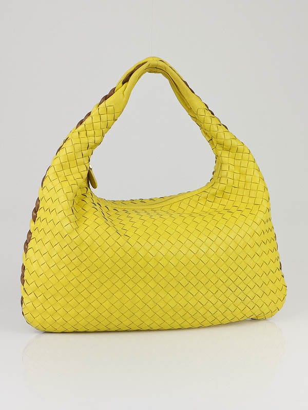 Bottega Veneta Yellow Intrecciato Woven Nappa Leather Medium Veneta Hobo  Bag - Yoogi's Closet