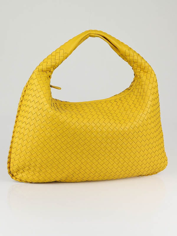 Bottega Veneta Yellow Woven Leather Large Veneta Hobo Bag